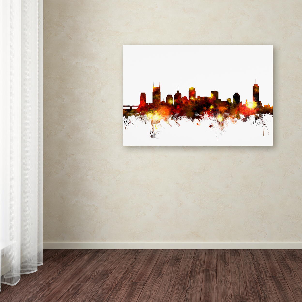 Michael Tompsett 'Nashville Tennessee Skyline Red' Canvas Art 16 X 24