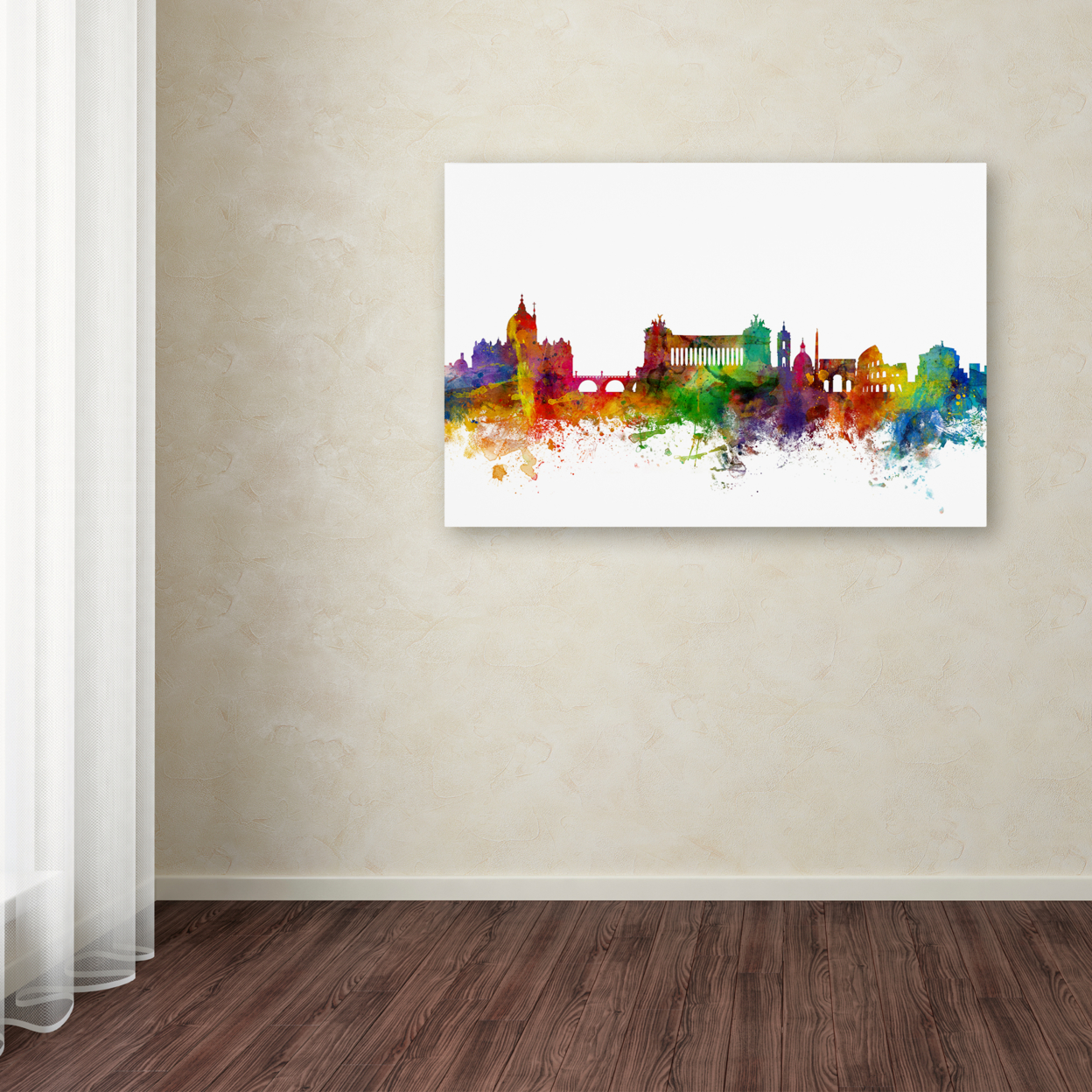 Michael Tompsett 'Rome Italy Skyline White' Canvas Art 16 X 24