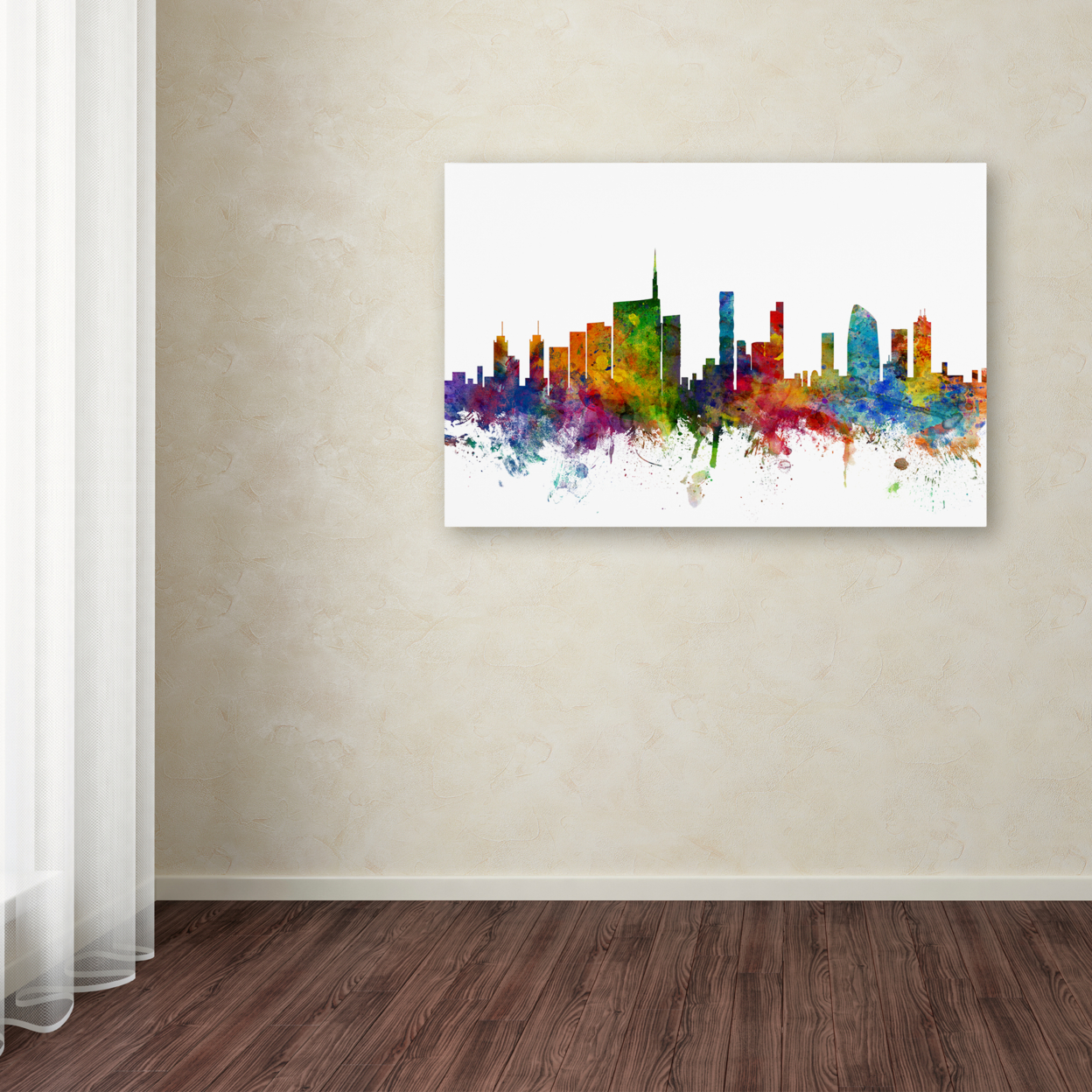 Michael Tompsett 'Milan Italy Skyline White' Canvas Art 16 X 24