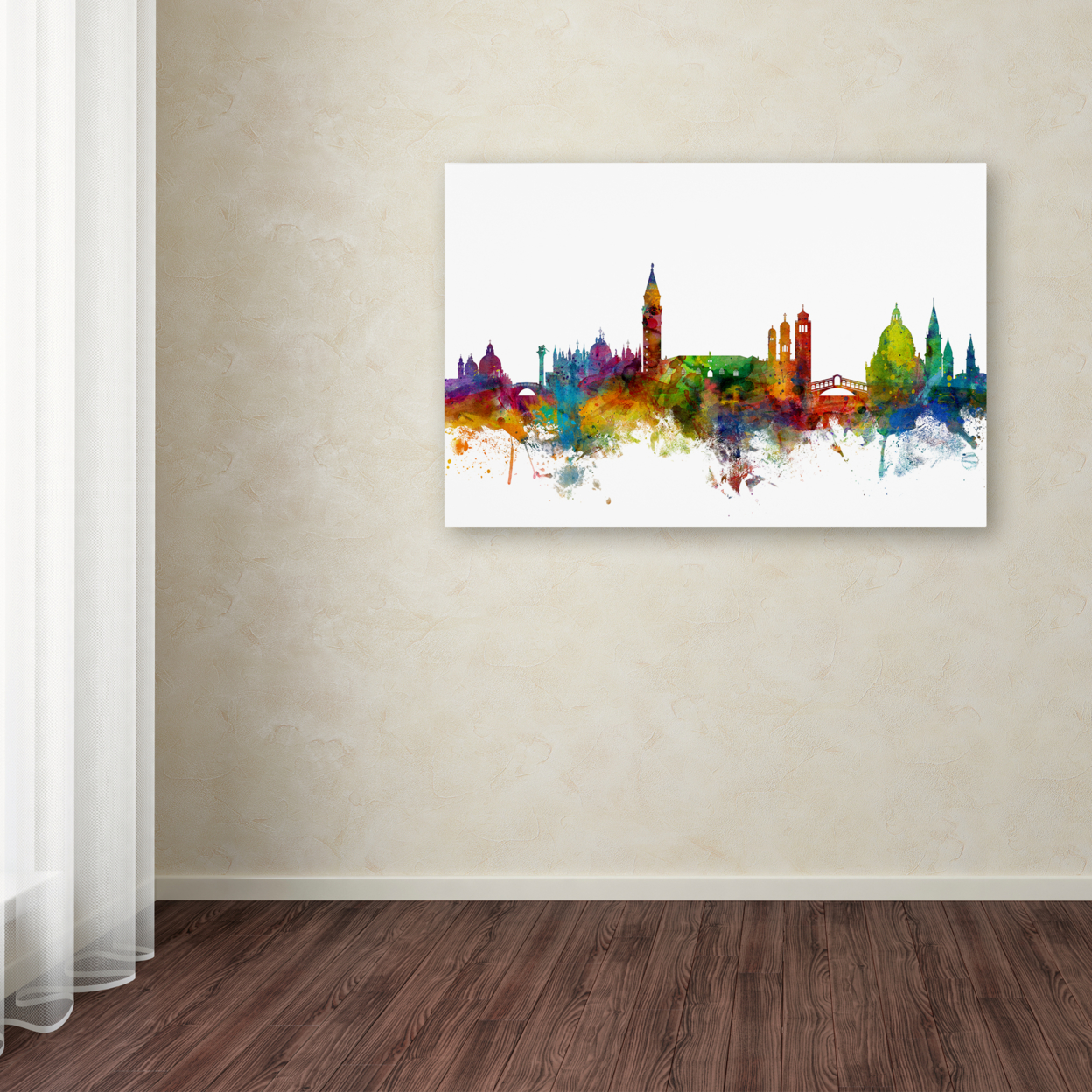 Michael Tompsett 'Venice Italy Skyline White' Canvas Art 16 X 24