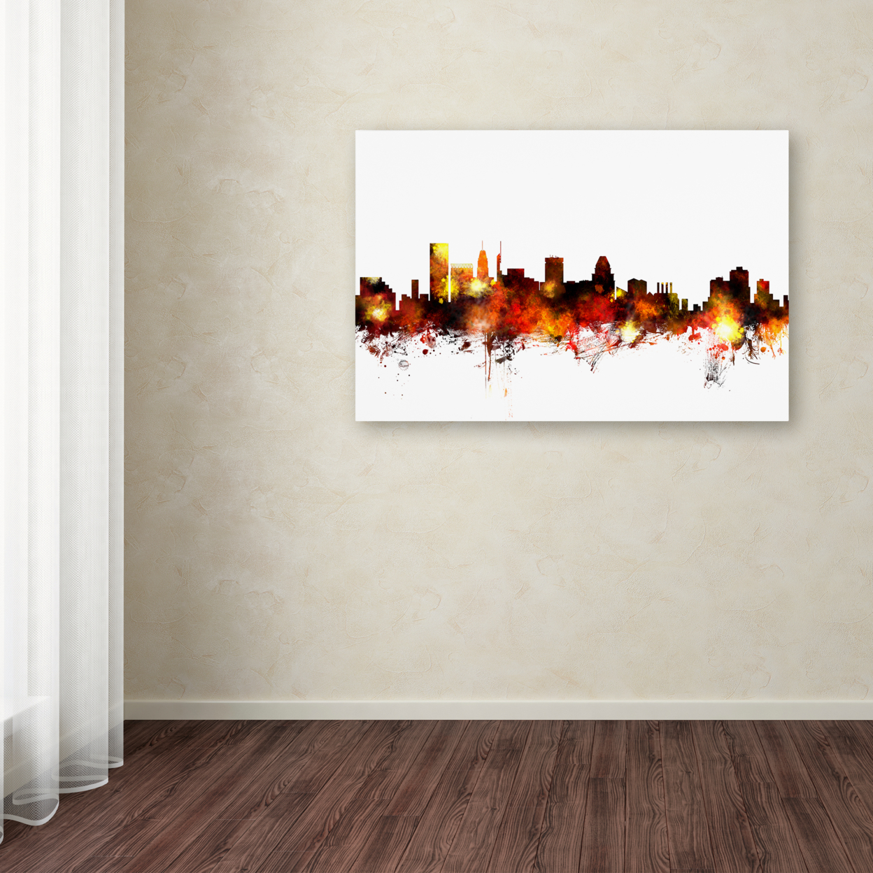 Michael Tompsett 'Baltimore Maryland Skyline Red' Canvas Art 16 X 24