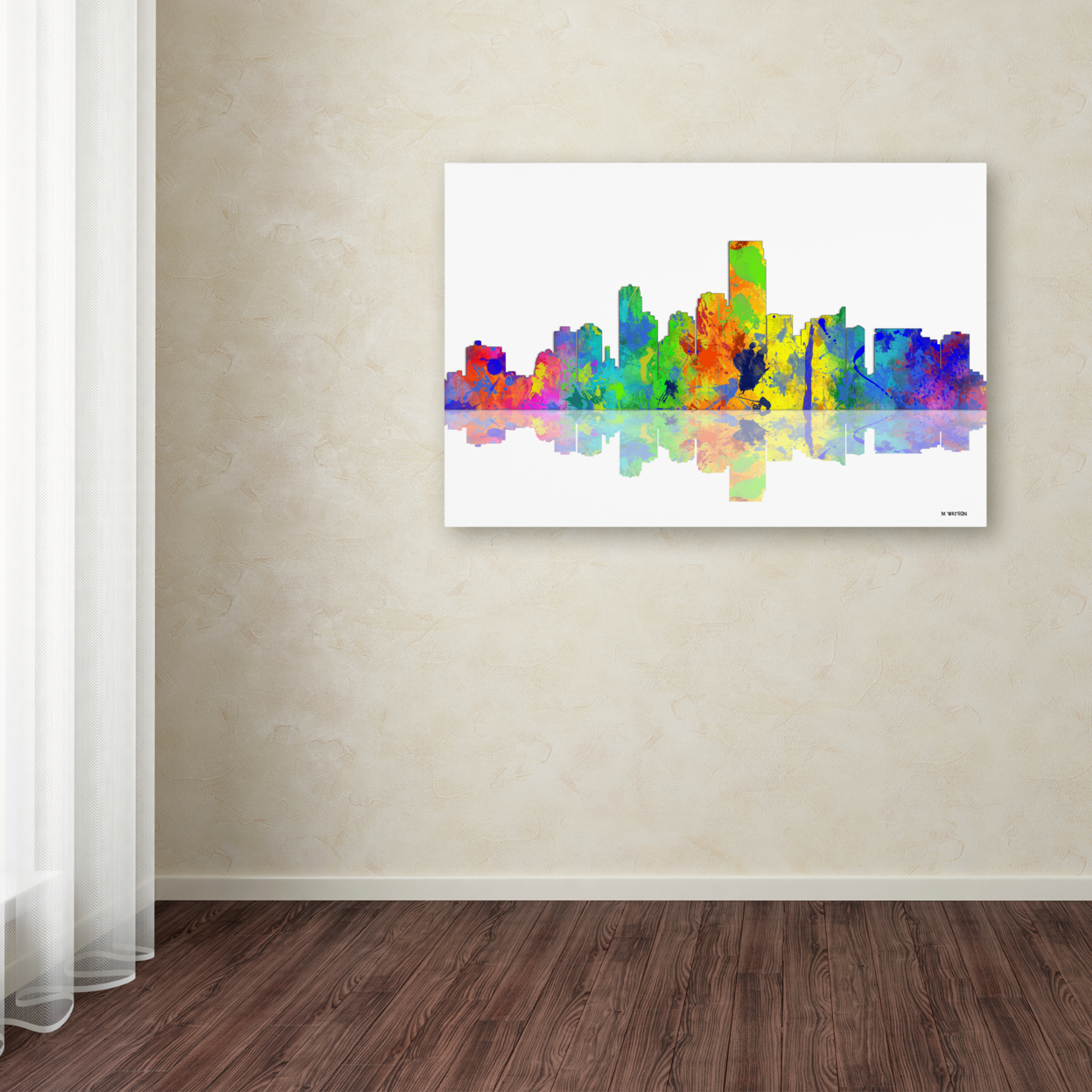 Marlene Watson 'Jersey City New Jersey Skyline' Canvas Art 16 X 24