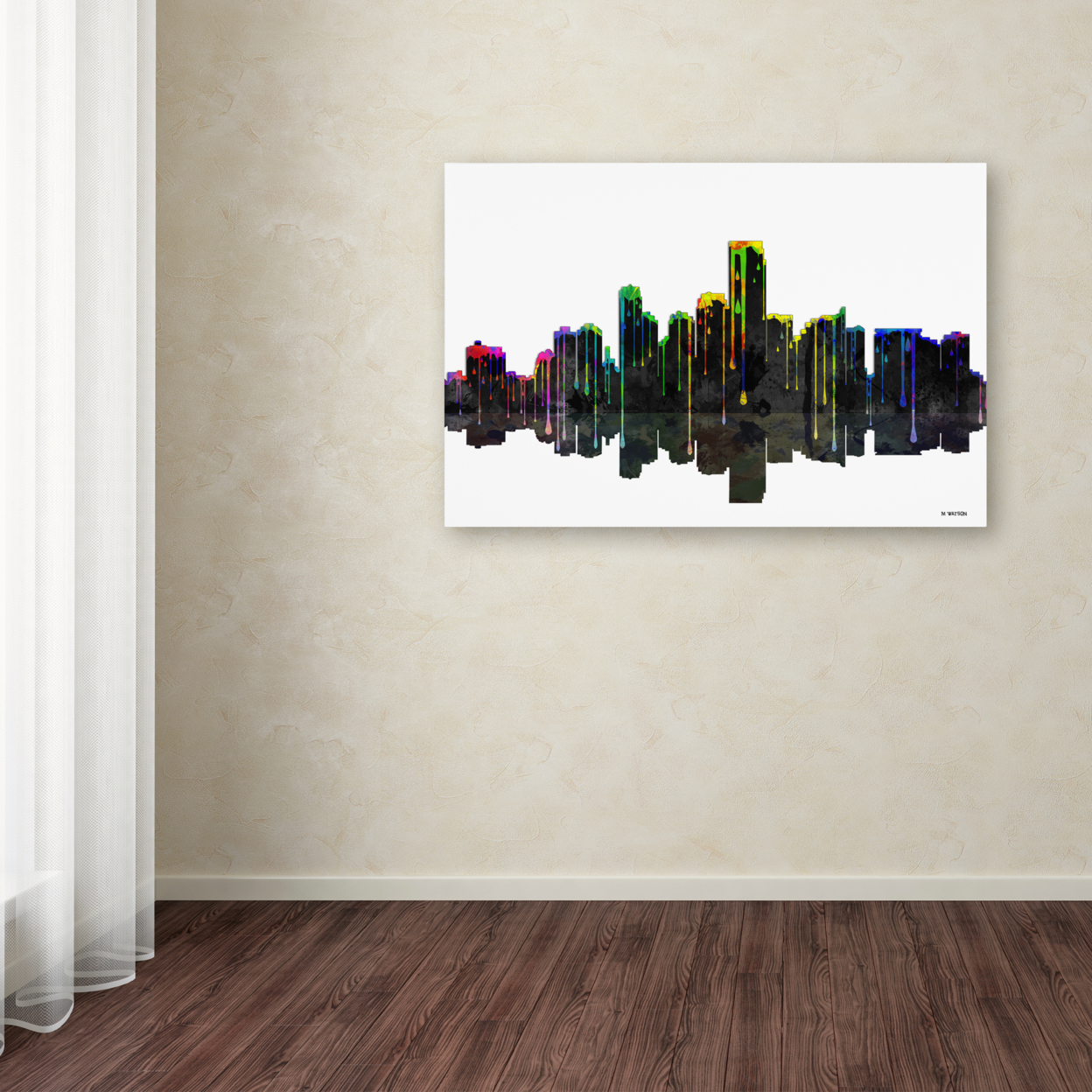 Marlene Watson 'Jersey City New Jersey Skyline II' Canvas Art 16 X 24