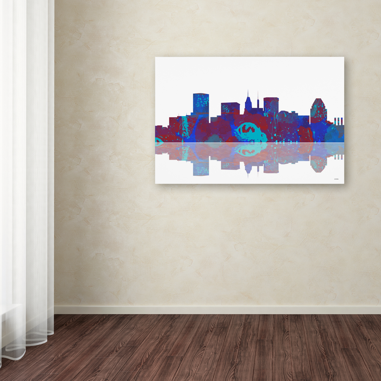 Marlene Watson 'Baltimore Maryland Skyline II' Canvas Art 16 X 24