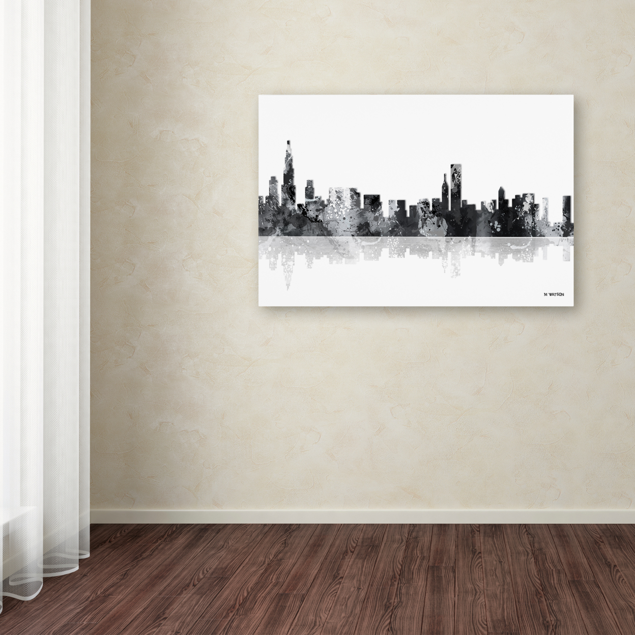 Marlene Watson 'Chicago Illinois Skyline BG-1' Canvas Art 16 X 24