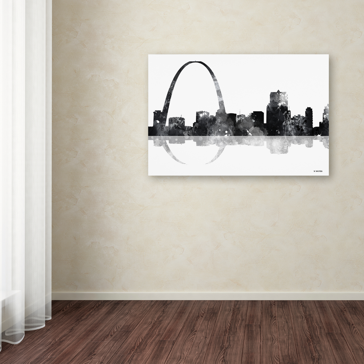 Marlene Watson 'Gateway Arch St Louis MO Skyline BG-1' Canvas Art 16 X 24