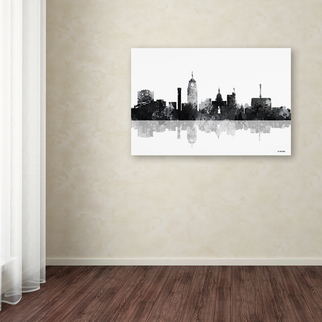Marlene Watson 'Lansing Michigan Skyline BG-1' Canvas Art 16 X 24