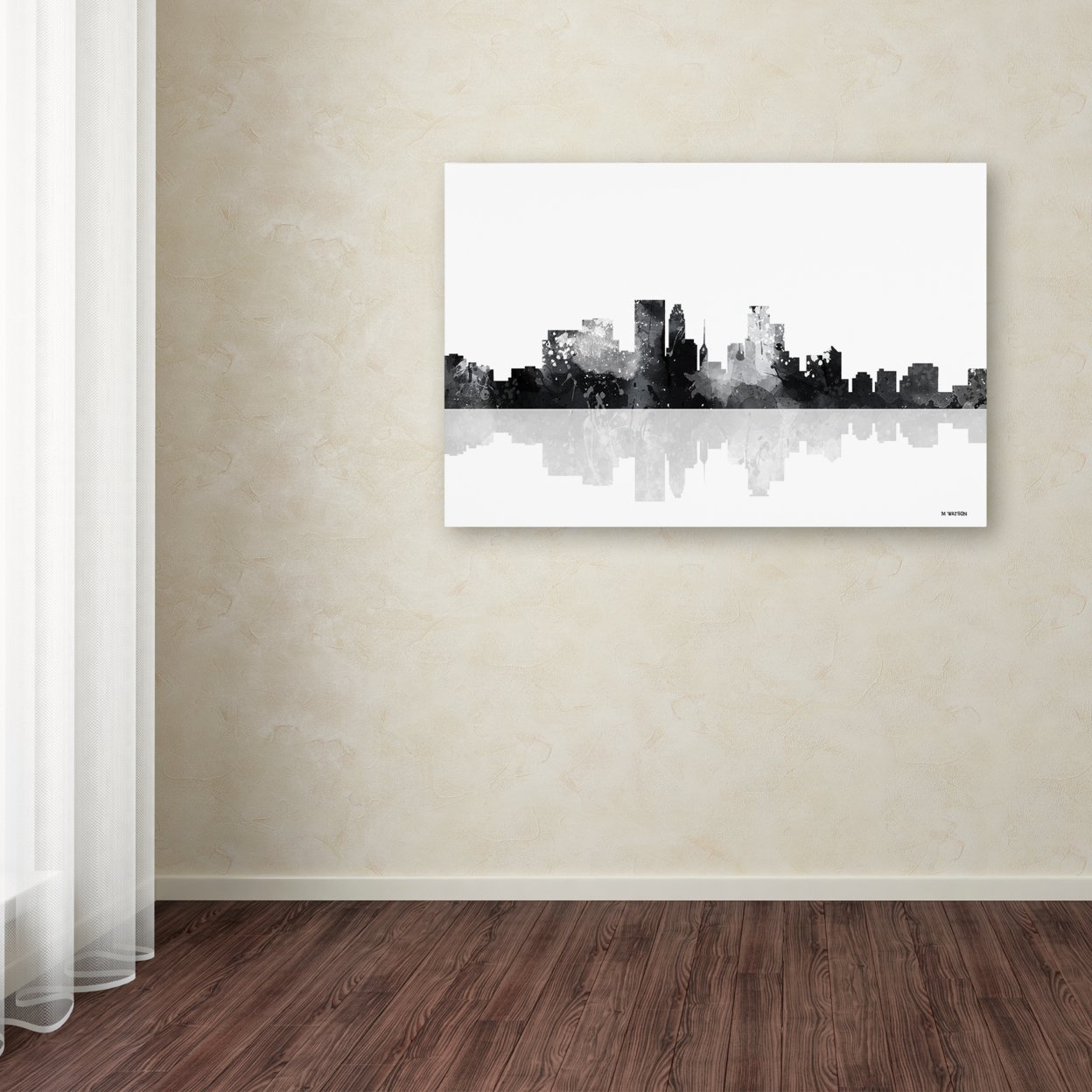 Marlene Watson 'Minneapolis Minnesota Skyline BG-1' Canvas Art 16 X 24