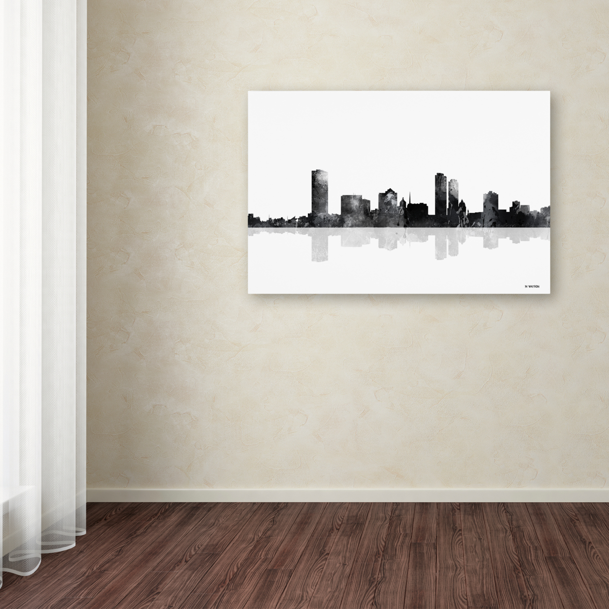 Marlene Watson 'Milwaukee Wisconsin Skyline BG-1' Canvas Art 16 X 24
