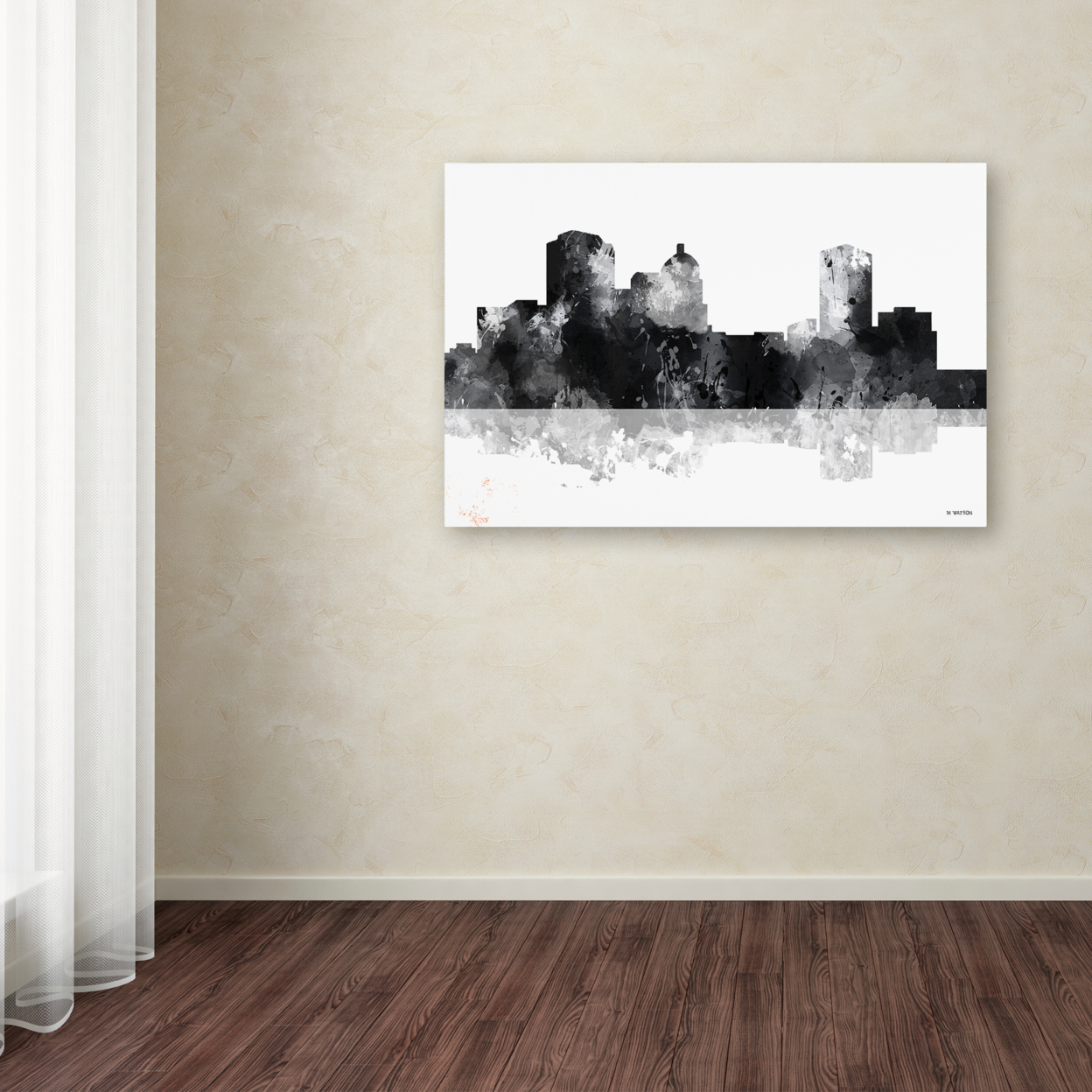 Marlene Watson 'Montgomery Alabama Skyline BG-1' Canvas Art 16 X 24