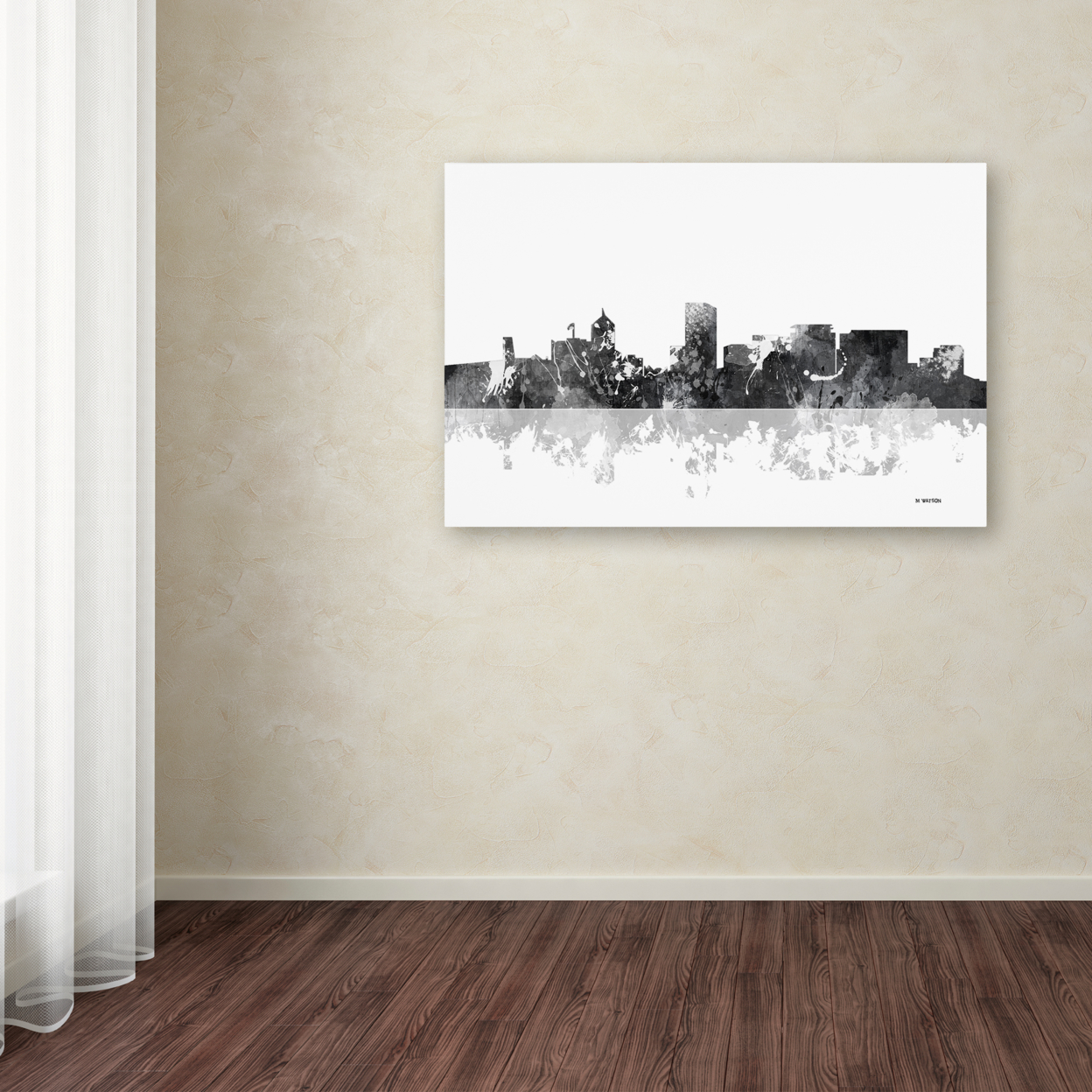 Marlene Watson 'Portland Oregon Skyline BG-1' Canvas Art 16 X 24