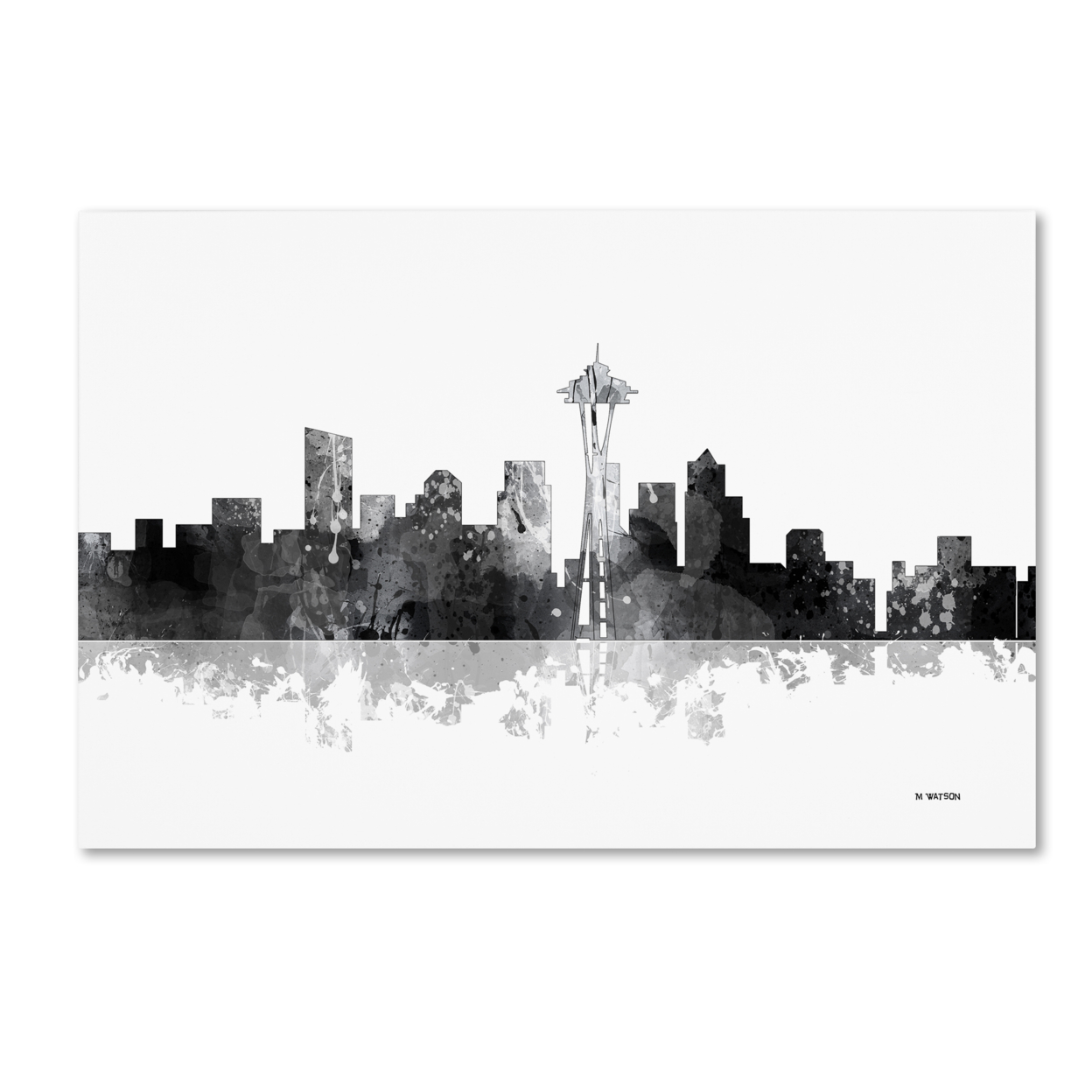 Marlene Watson 'Seattle Washington Skyline BG-1' Canvas Art 16 X 24