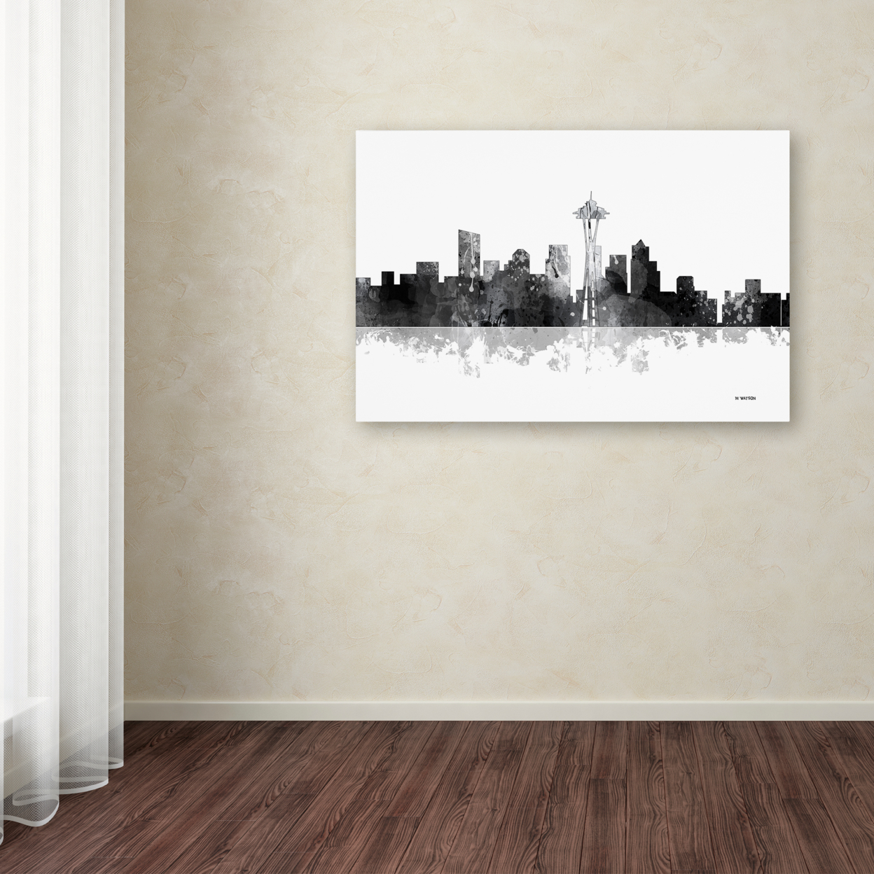 Marlene Watson 'Seattle Washington Skyline BG-1' Canvas Art 16 X 24