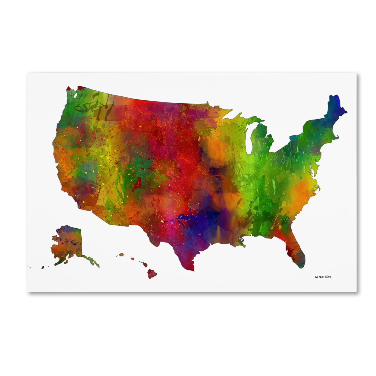 Marlene Watson 'USA Map Clr-1' Canvas Art 16 X 24