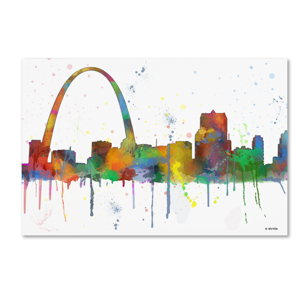 Marlene Watson 'Gateway Arch St Louis Skyline Mclr-1' Canvas Art 16 X 24
