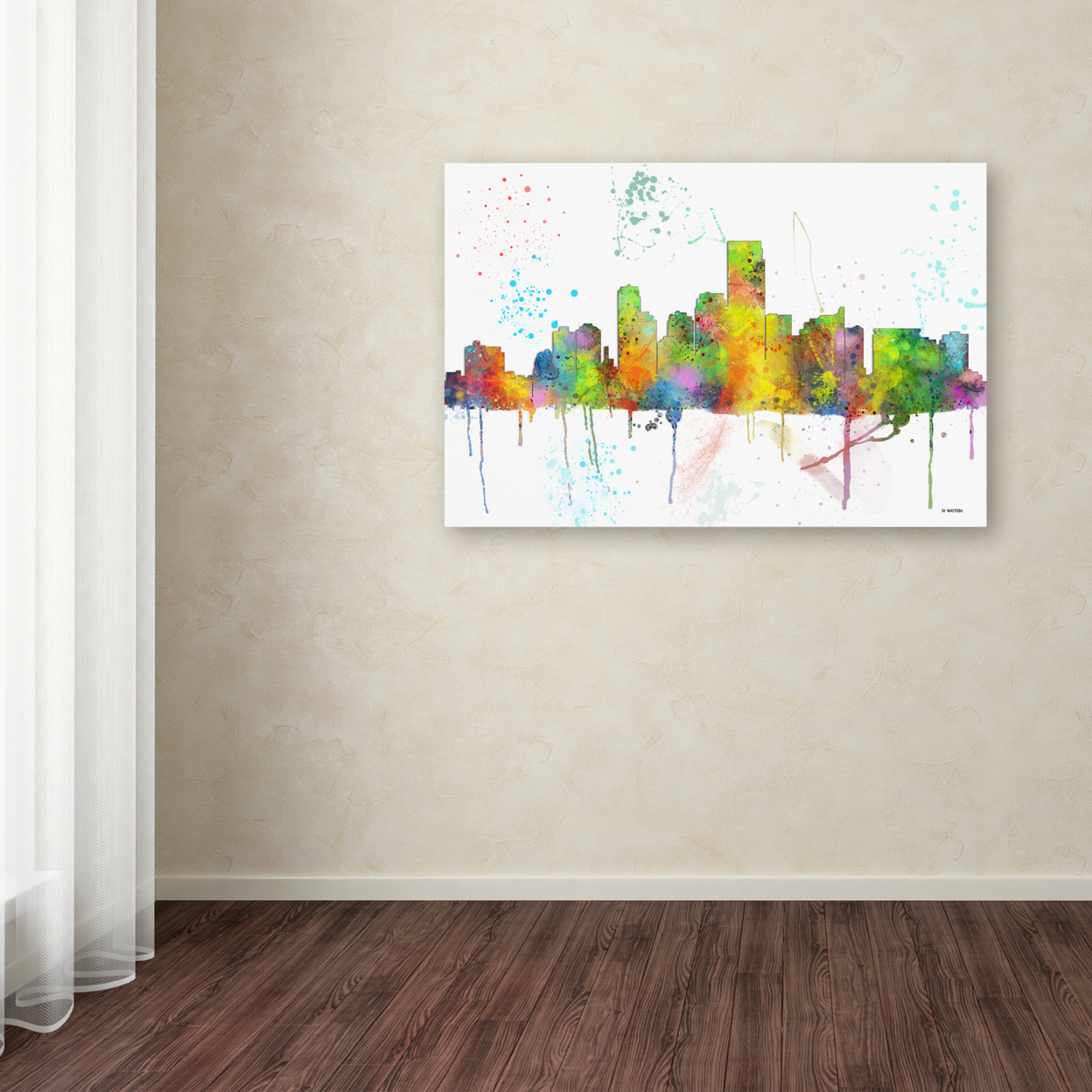 Marlene Watson 'Jersey City New Jersey Skyline Mclr-1' Canvas Art 16 X 24