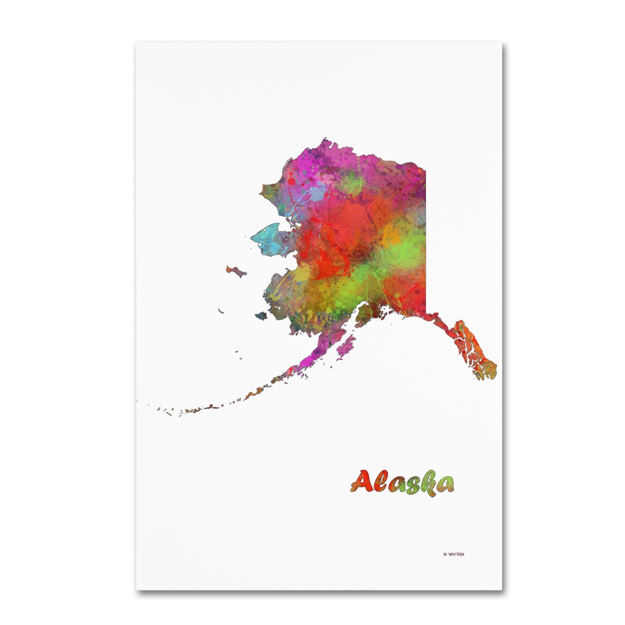 Marlene Watson 'Alaska State Map-1' Canvas Art 16 X 24