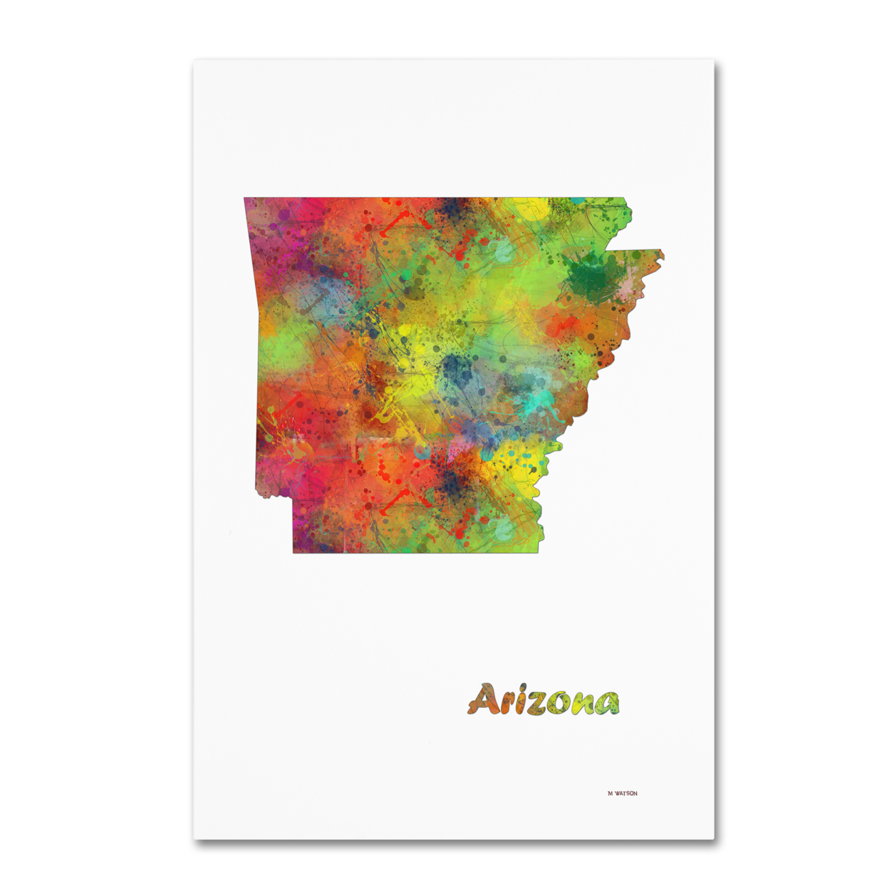 Marlene Watson 'Arizona State Map-1' Canvas Art 16 X 24