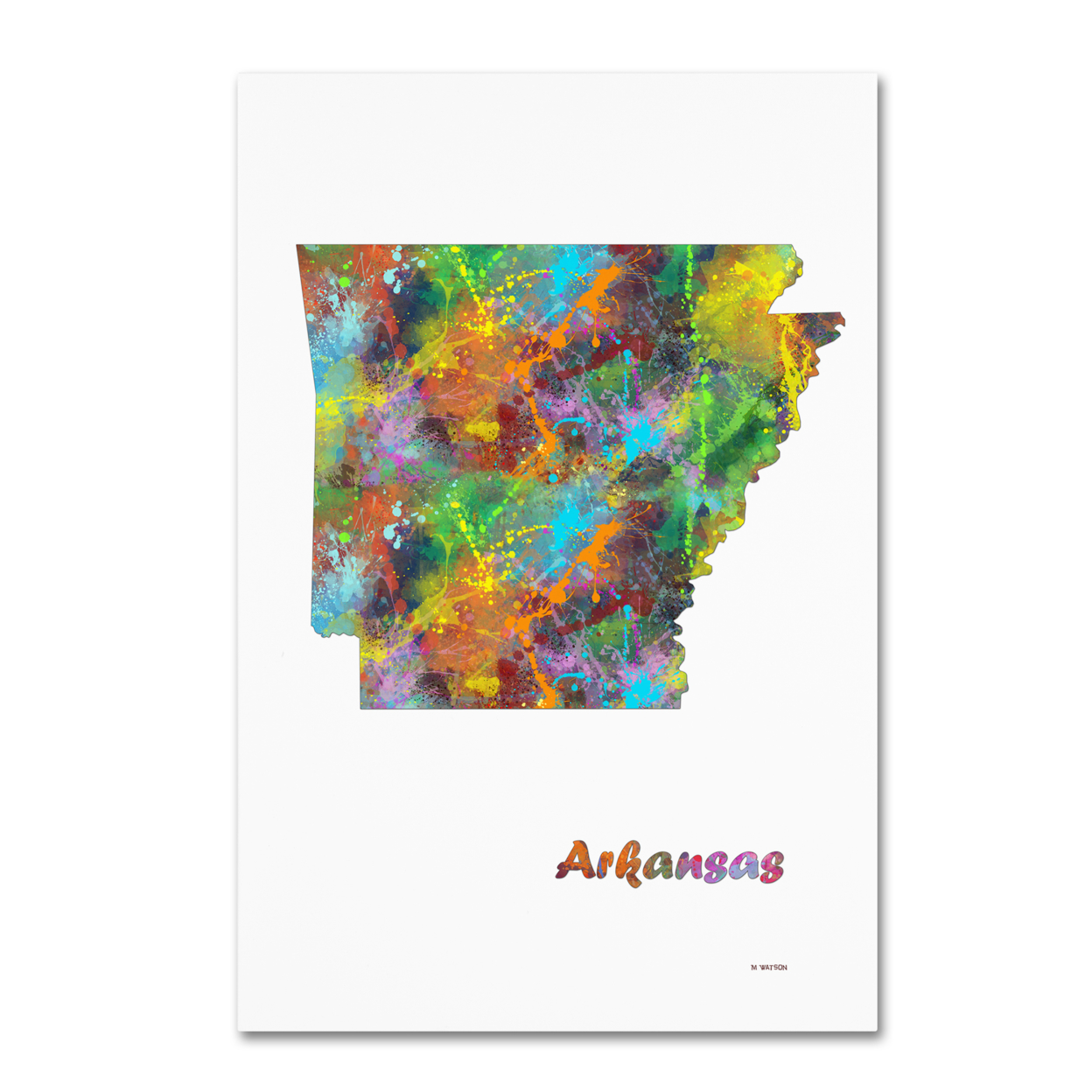 Marlene Watson 'Arkansas State Map-1' Canvas Art 16 X 24