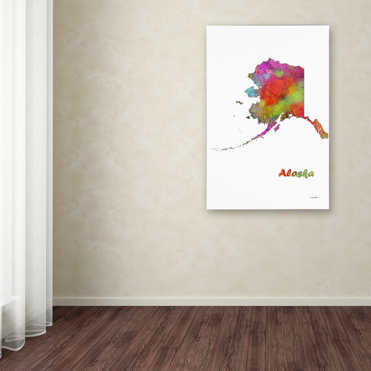 Marlene Watson 'Alaska State Map-1' Canvas Art 16 X 24