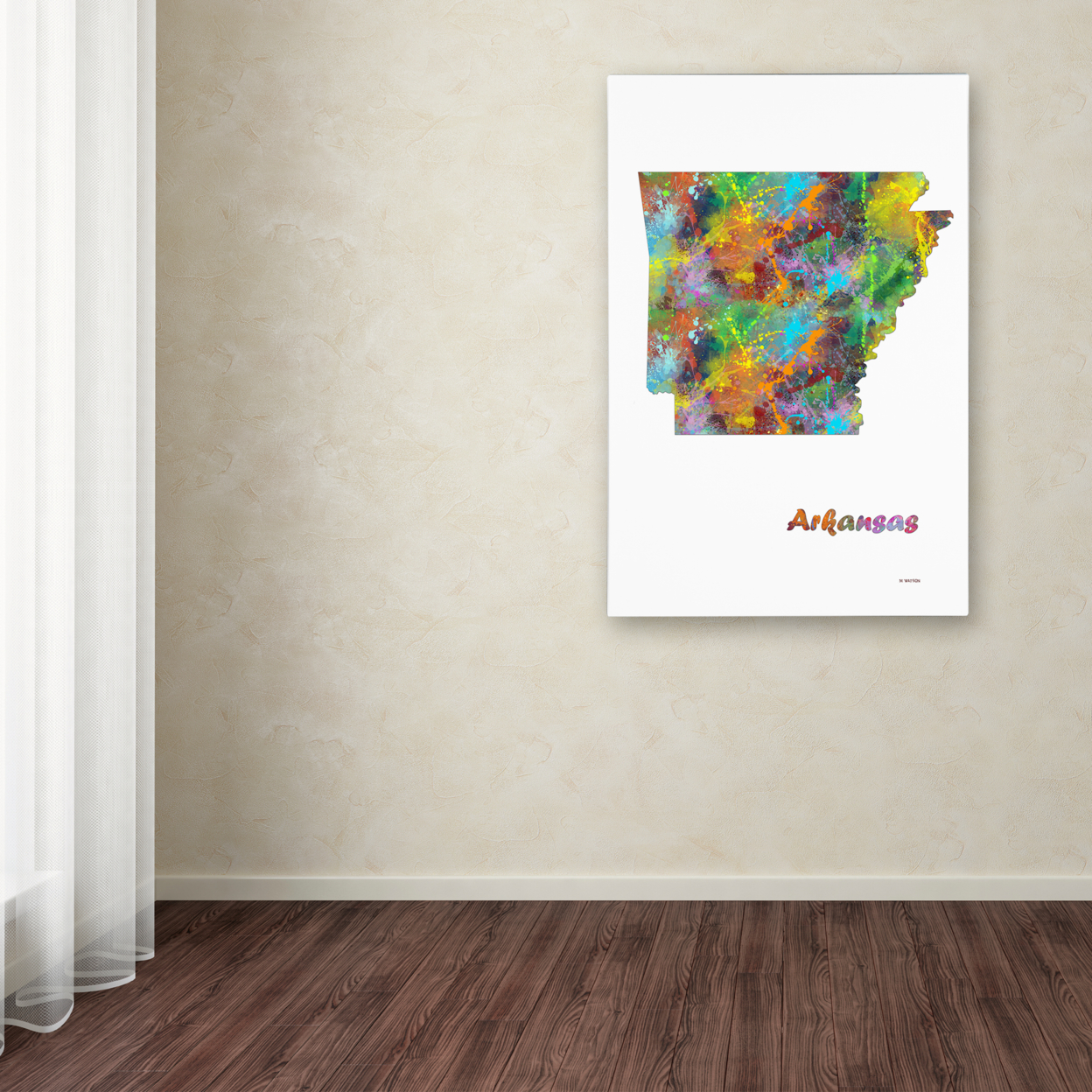 Marlene Watson 'Arkansas State Map-1' Canvas Art 16 X 24