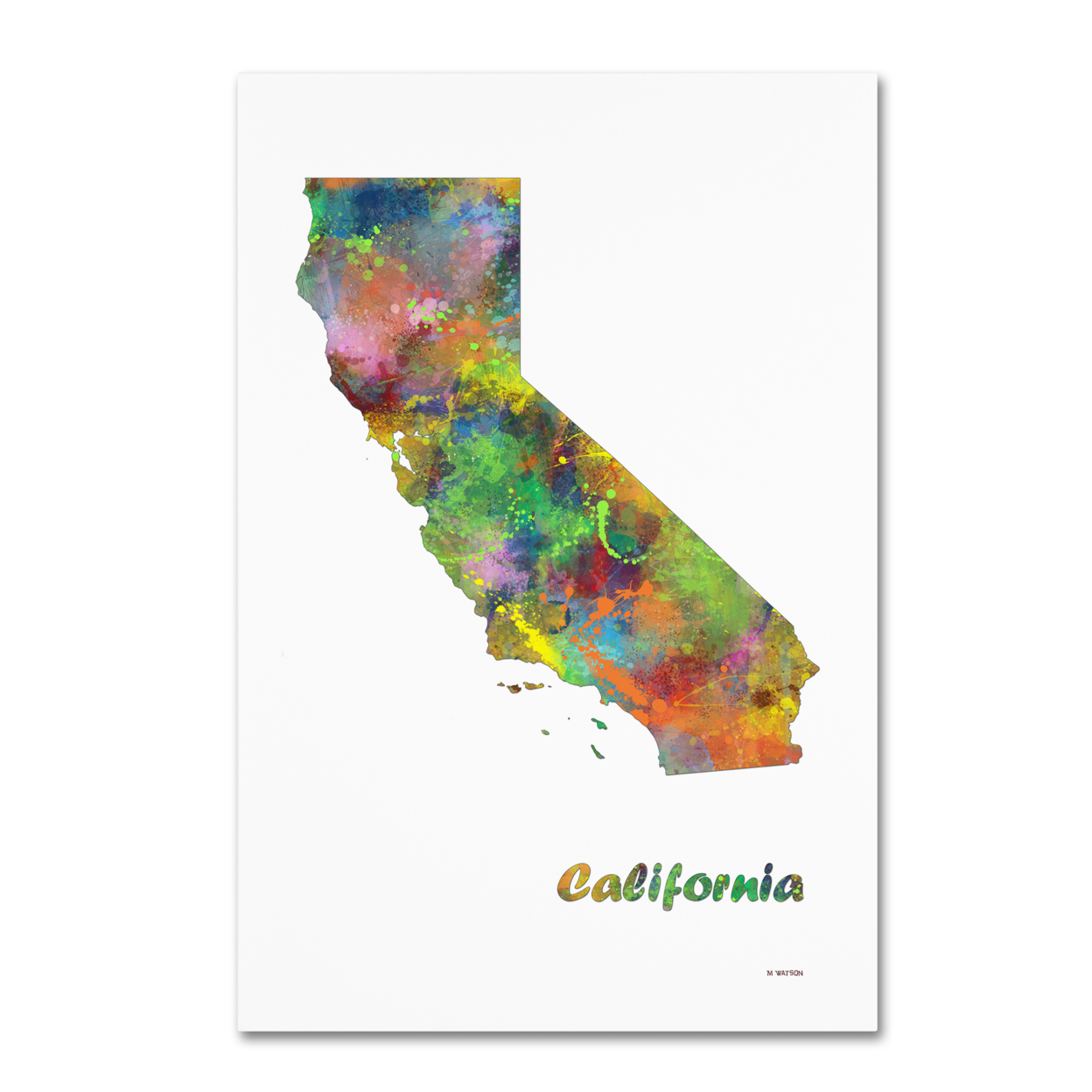 Marlene Watson 'California State Map-1' Canvas Art 16 X 24