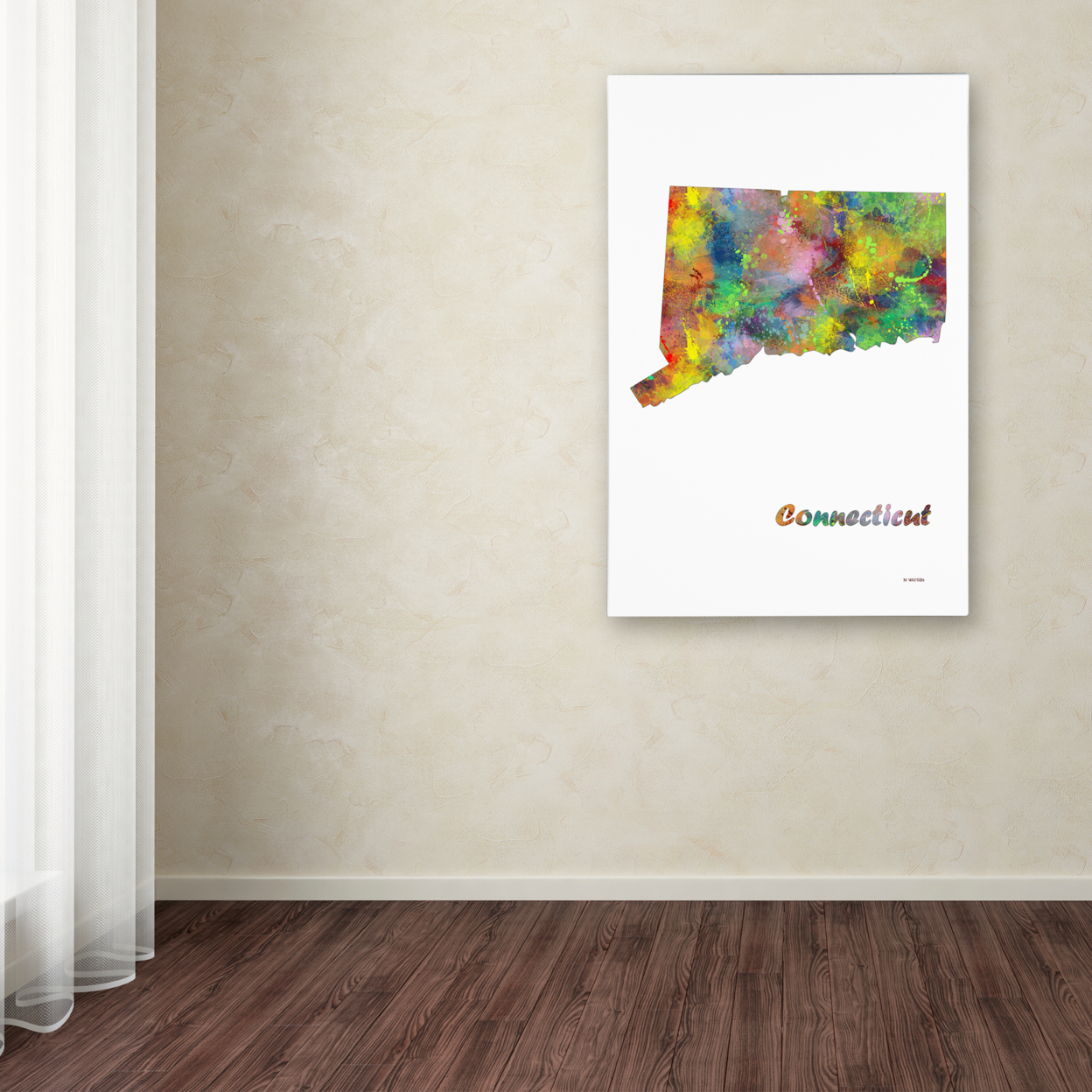 Marlene Watson 'Connecticut State Map-1' Canvas Art 16 X 24