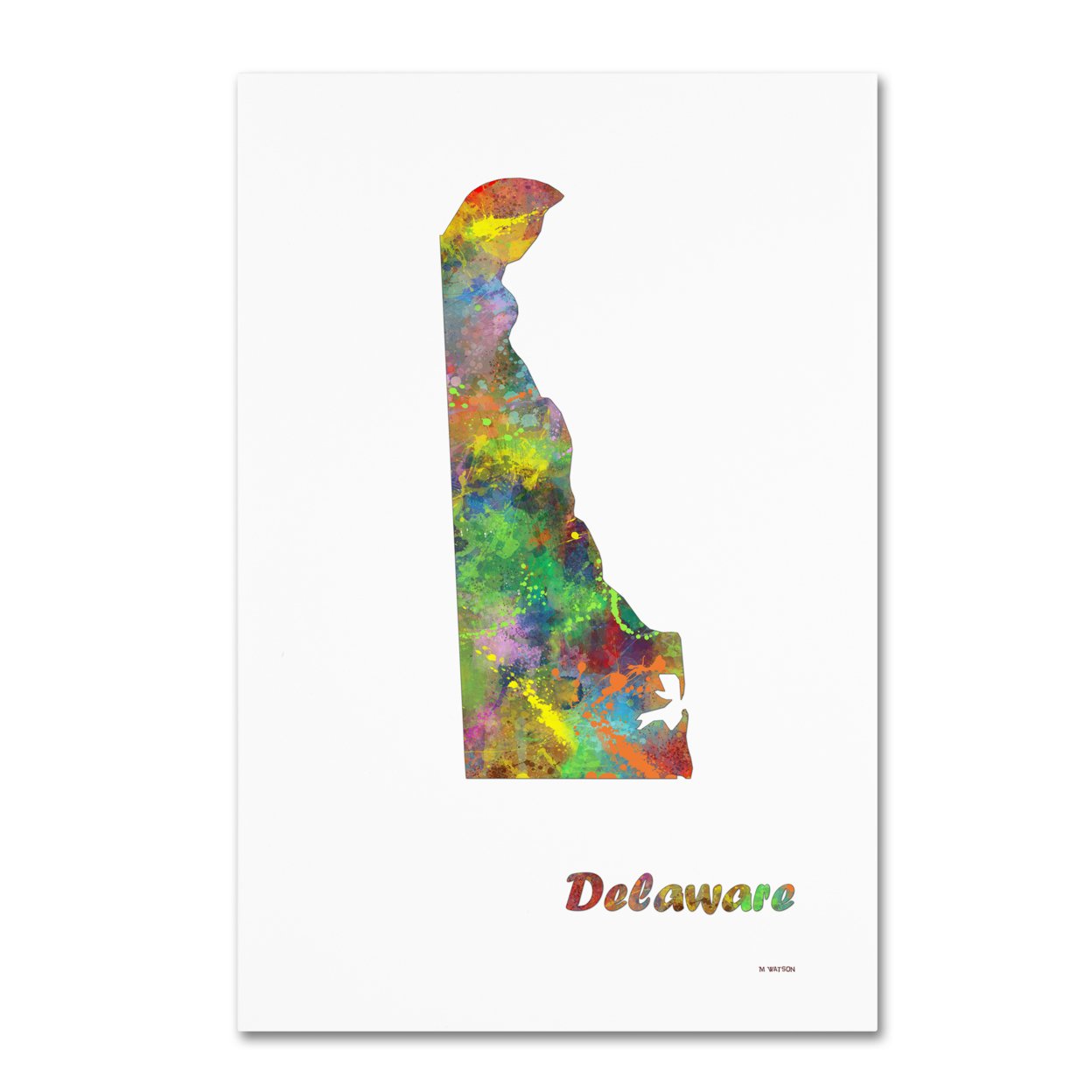Marlene Watson 'Delaware State Map-1' Canvas Art 16 X 24