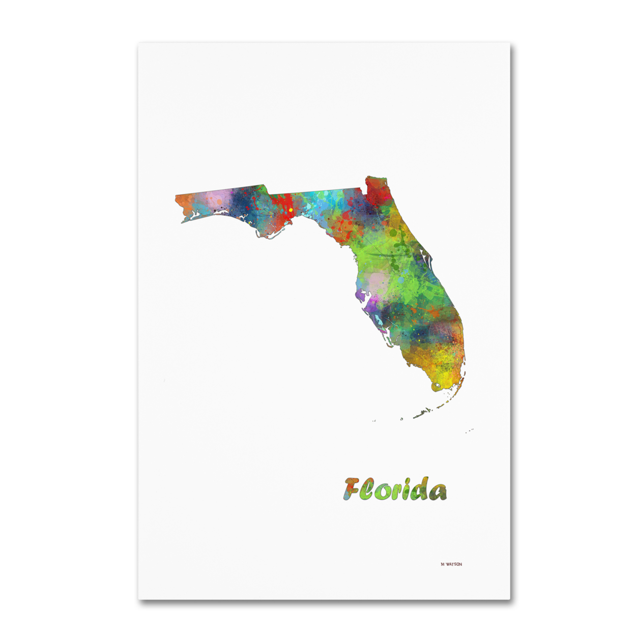 Marlene Watson 'Florida State Map-1' Canvas Art 16 X 24