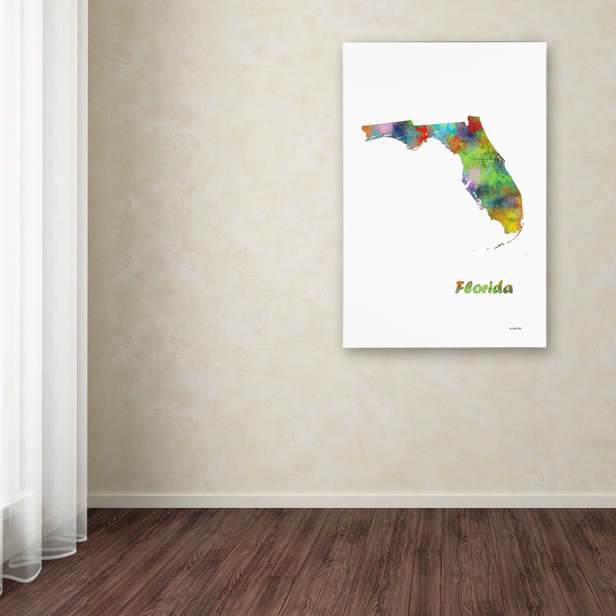 Marlene Watson 'Florida State Map-1' Canvas Art 16 X 24