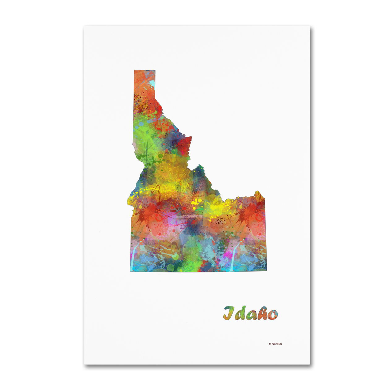 Marlene Watson 'Idaho State Map-1' Canvas Art 16 X 24