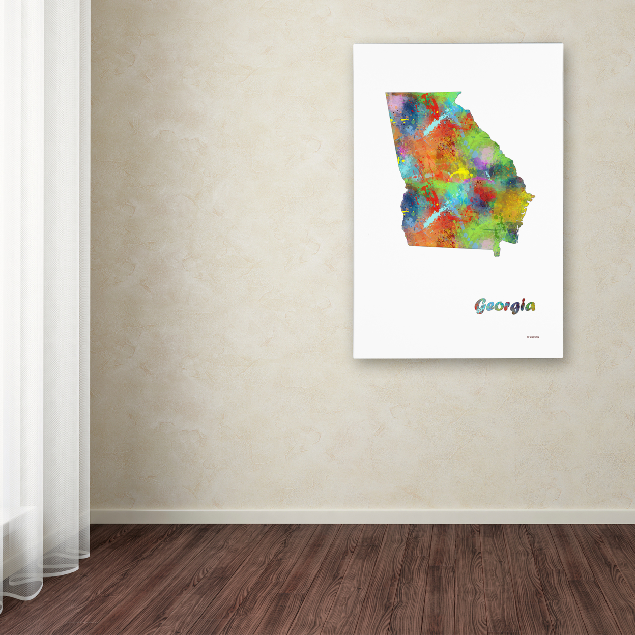 Marlene Watson 'Georgia State Map-1' Canvas Art 16 X 24