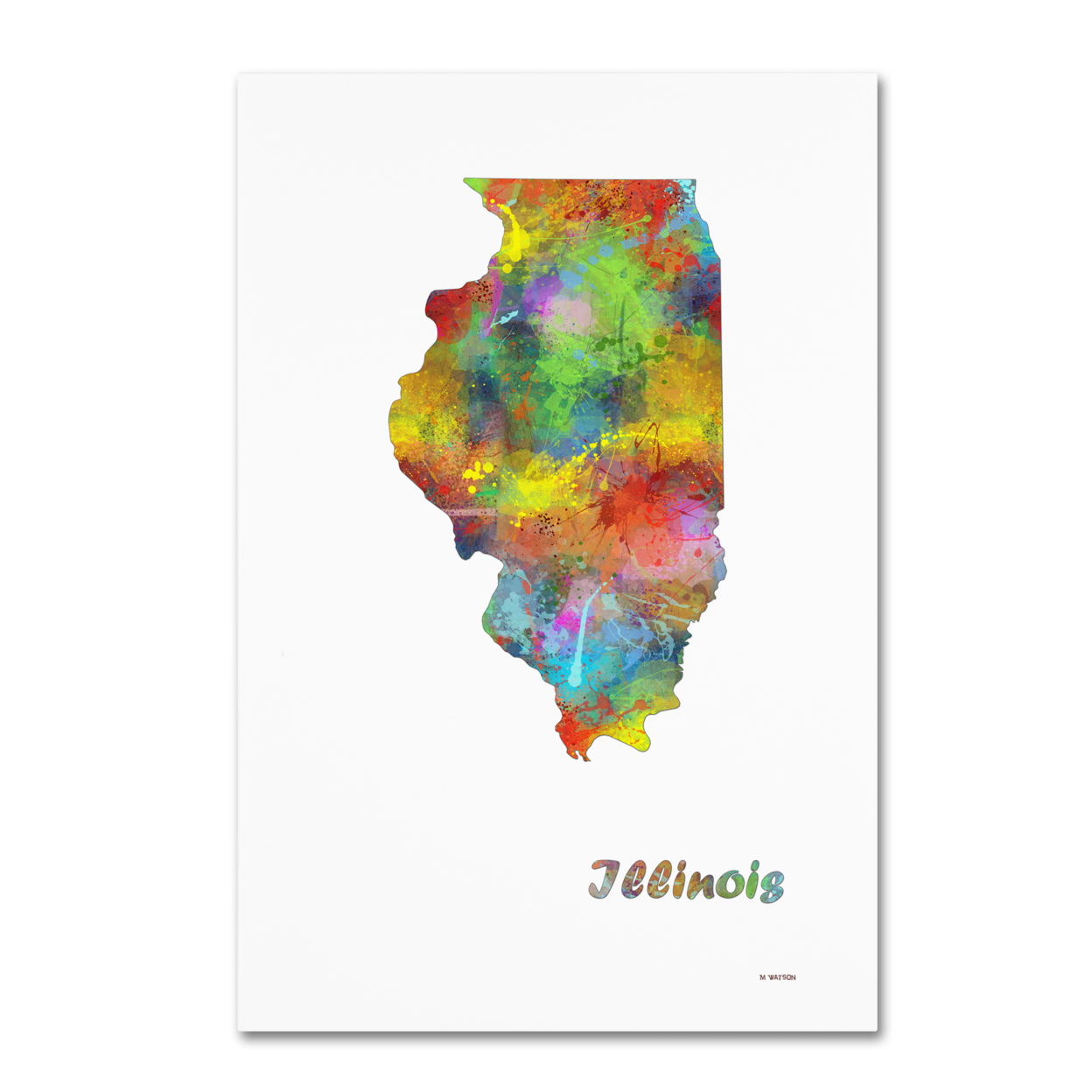 Marlene Watson 'Illinois State Map-1' Canvas Art 16 X 24