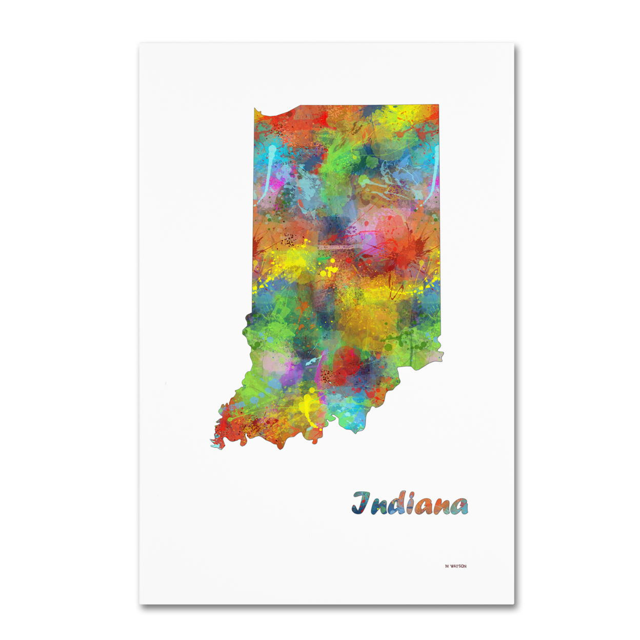Marlene Watson 'Indiana State Map-1' Canvas Art 16 X 24