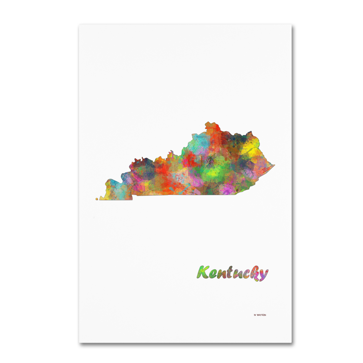 Marlene Watson 'Kentucky State Map-1' Canvas Art 16 X 24