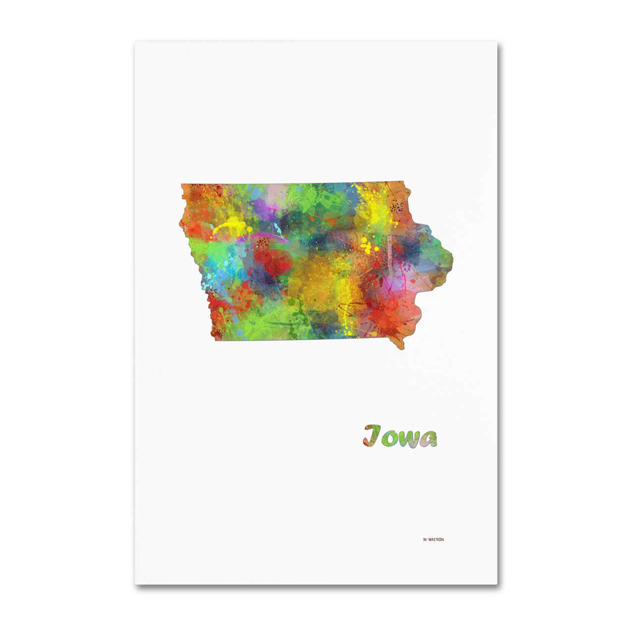 Marlene Watson 'Iowa State Map-1' Canvas Art 16 X 24