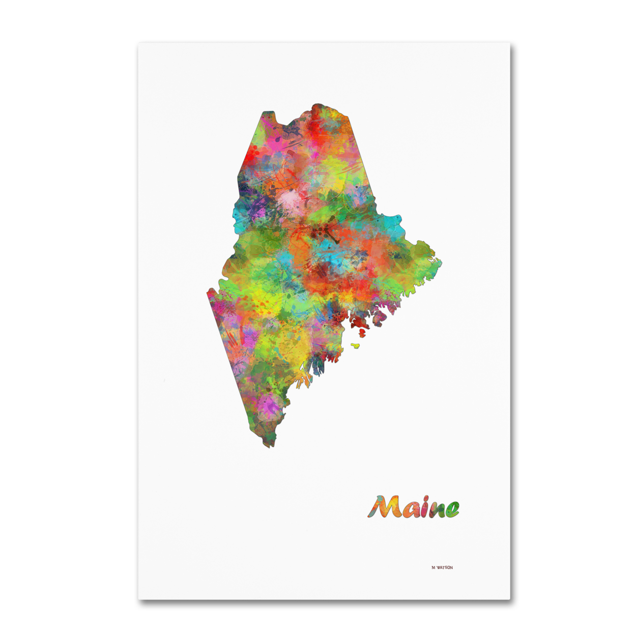 Marlene Watson 'Maine State Map-1' Canvas Art 16 X 24