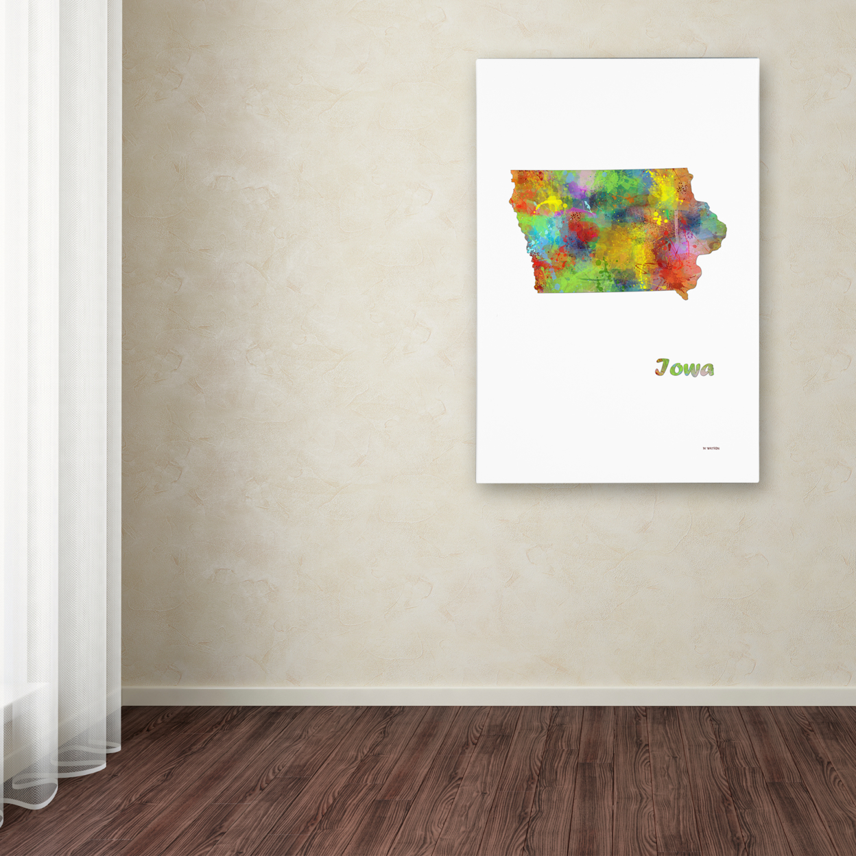 Marlene Watson 'Iowa State Map-1' Canvas Art 16 X 24