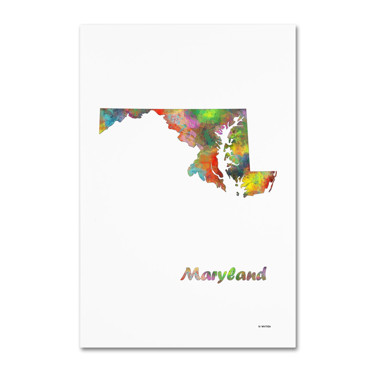 Marlene Watson 'Maryland State Map-1' Canvas Art 16 X 24