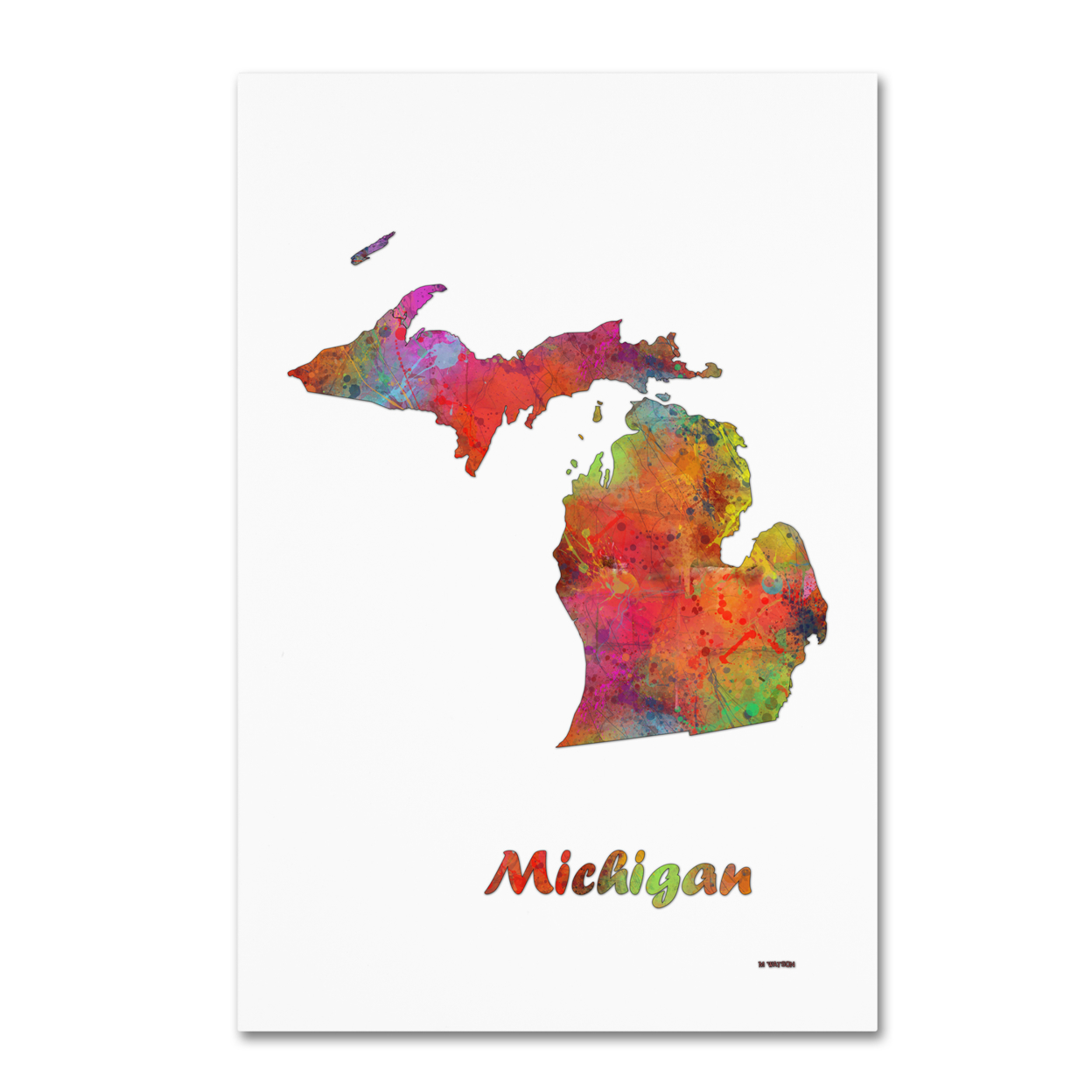 Marlene Watson 'Michigan State Map-1' Canvas Art 16 X 24
