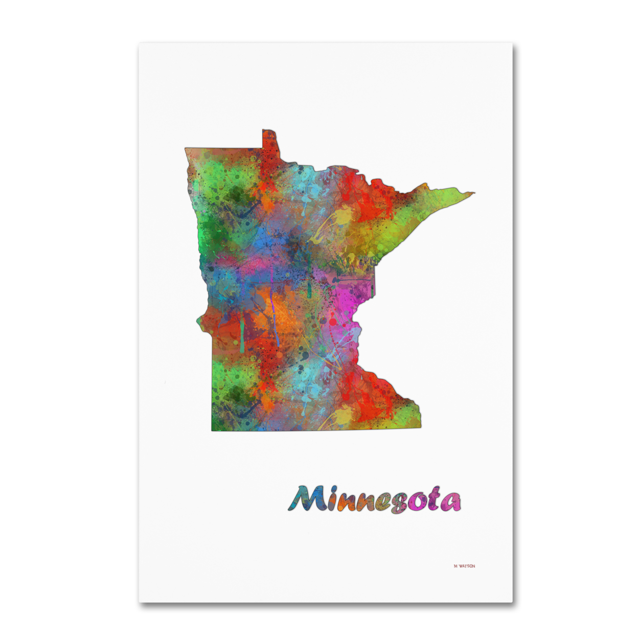 Marlene Watson 'Minnesota State Map-1' Canvas Art 16 X 24