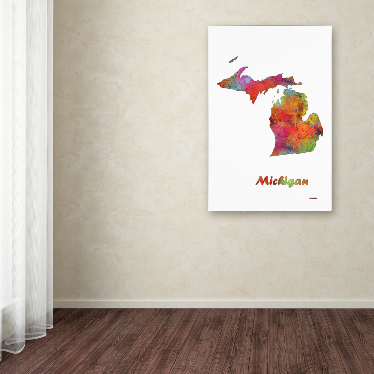Marlene Watson 'Michigan State Map-1' Canvas Art 16 X 24