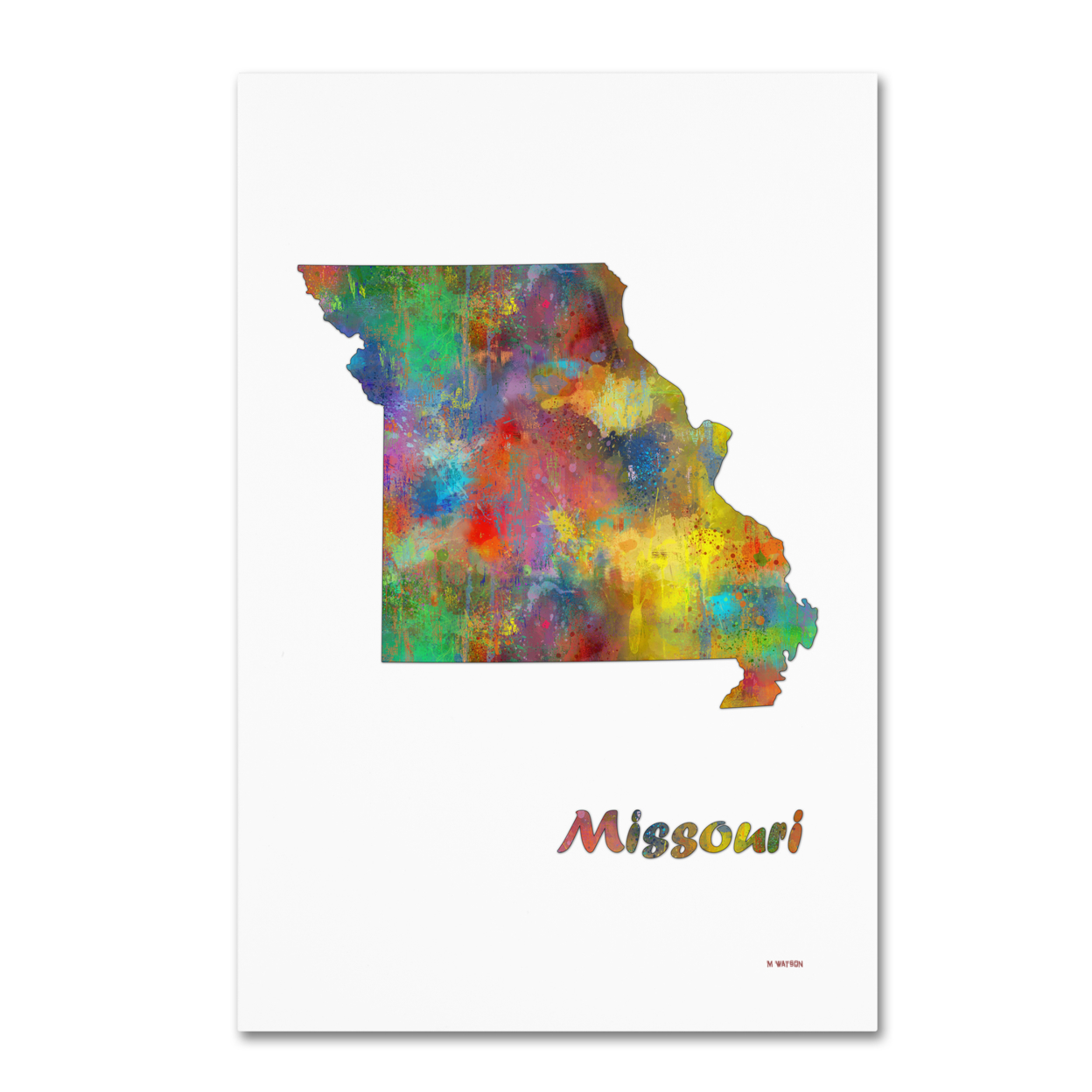 Marlene Watson 'Missouri State Map-1' Canvas Art 16 X 24