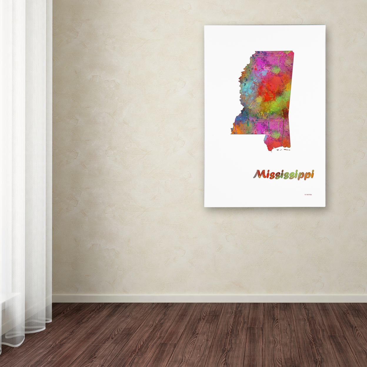 Marlene Watson 'Mississippi State Map-1' Canvas Art 16 X 24