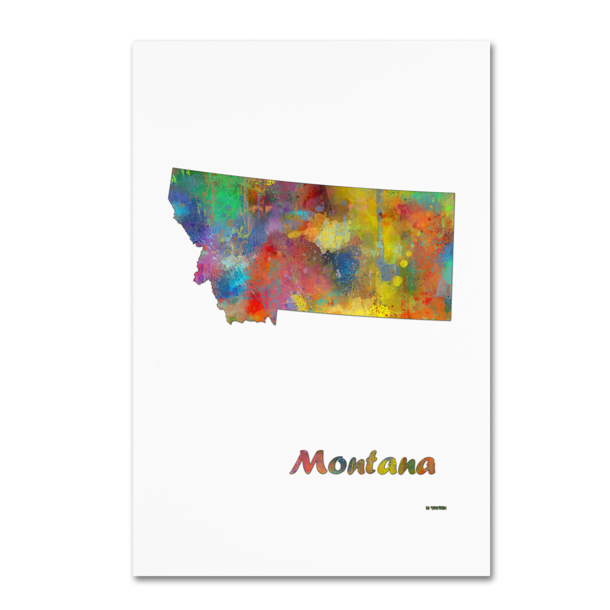 Marlene Watson 'Montana State Map-1' Canvas Art 16 X 24