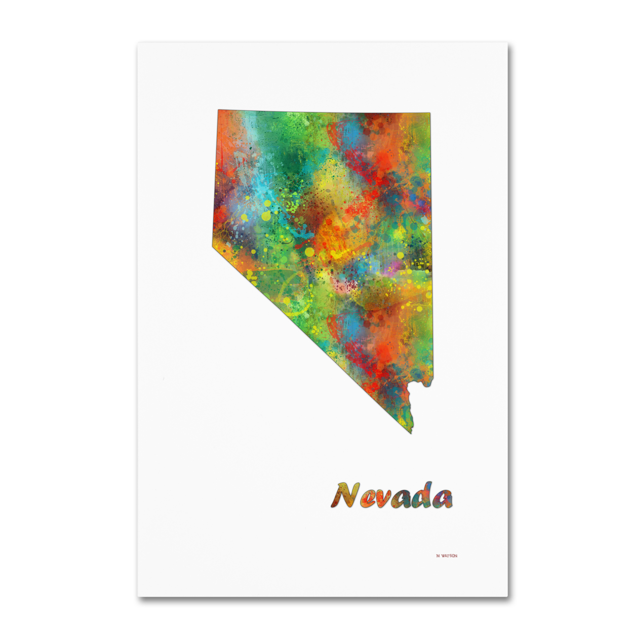 Marlene Watson 'Nevada State Map-1' Canvas Art 16 X 24