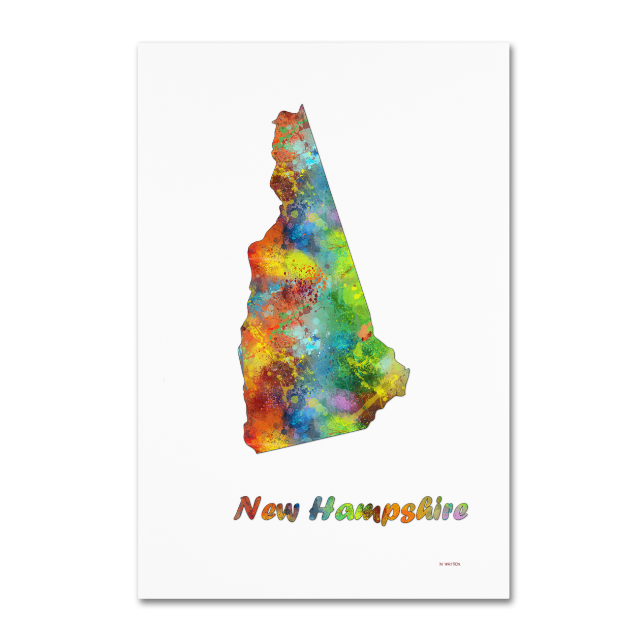 Marlene Watson 'New Hampshire State Map-1' Canvas Art 16 X 24