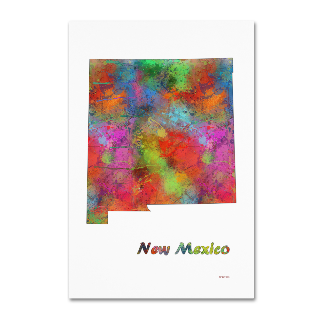 Marlene Watson 'New Mexico State Map-1' Canvas Art 16 X 24