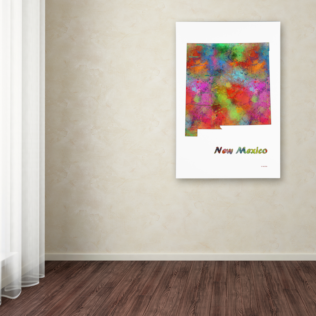 Marlene Watson 'New Mexico State Map-1' Canvas Art 16 X 24