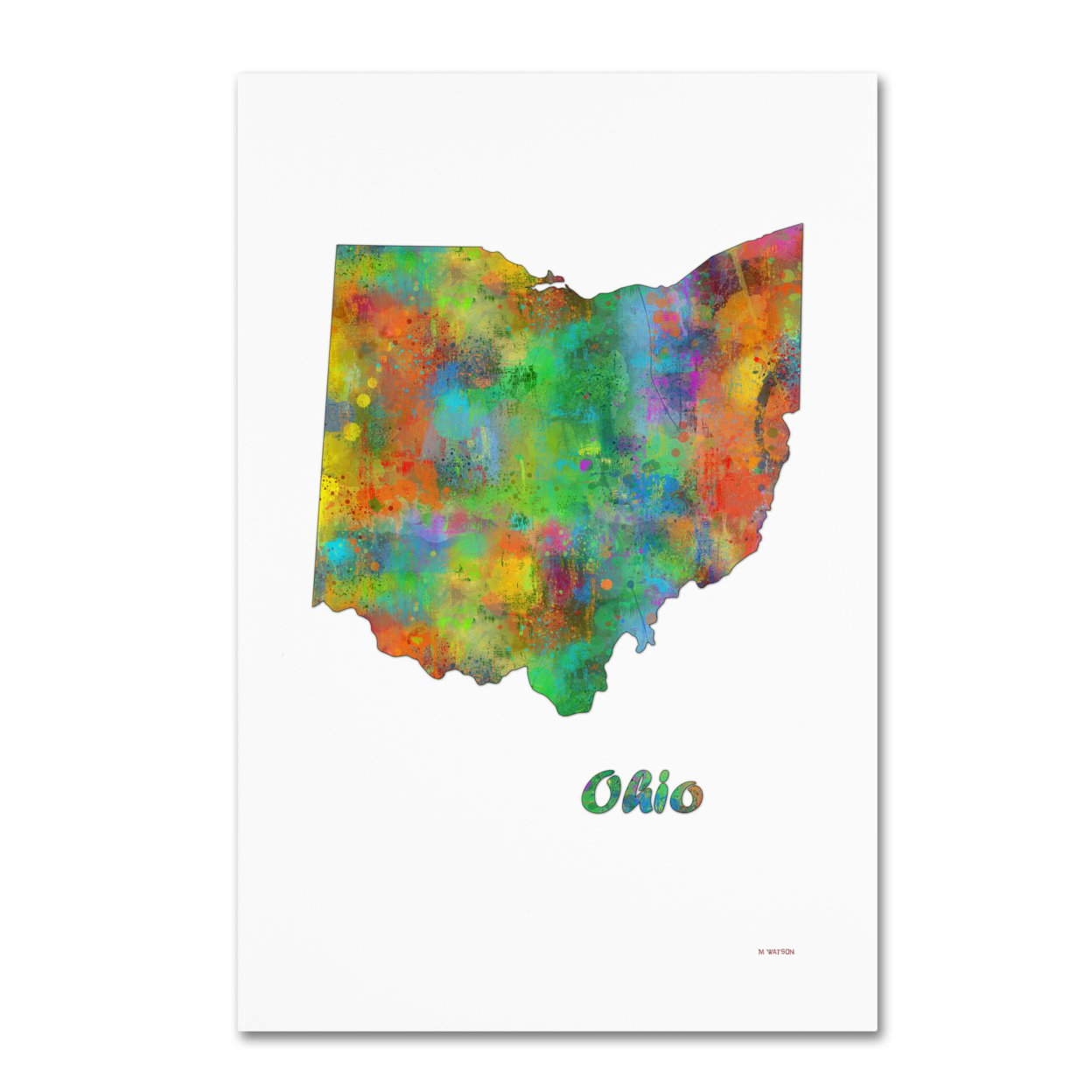 Marlene Watson 'Ohio State Map-1' Canvas Art 16 X 24